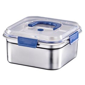 Yakimoto 2-Pack Extra-Large Stainless Steel Food Storage Containers With Blue Lids - Deep Design, Airtight Seal, Perfect For Refrigerator Organiz