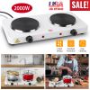 2000W Double Electric Burner Portable Dual Counter Stove Countertop Hot Plate Kitchen Cooker Stove with 5 Gear Temperature Control