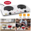 2000W Double Electric Burner Portable Dual Counter Stove Countertop Hot Plate Kitchen Cooker Stove with 5 Gear Temperature Control